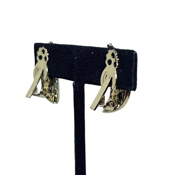 Vintage Gold Tone Filigree Statement Necklace & Clip On Earrings Set (5728) - Picture 7 of 8